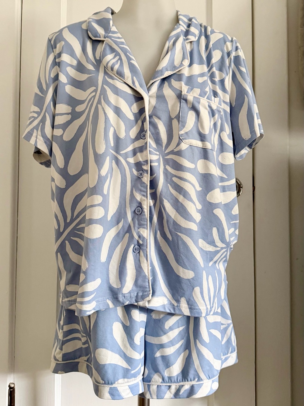 Super Soft Short-Sleeve Button-Up & Shorts Pj Set